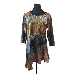 Emerald Live And Let Live Velour Asymmetrical Top Women Size Large